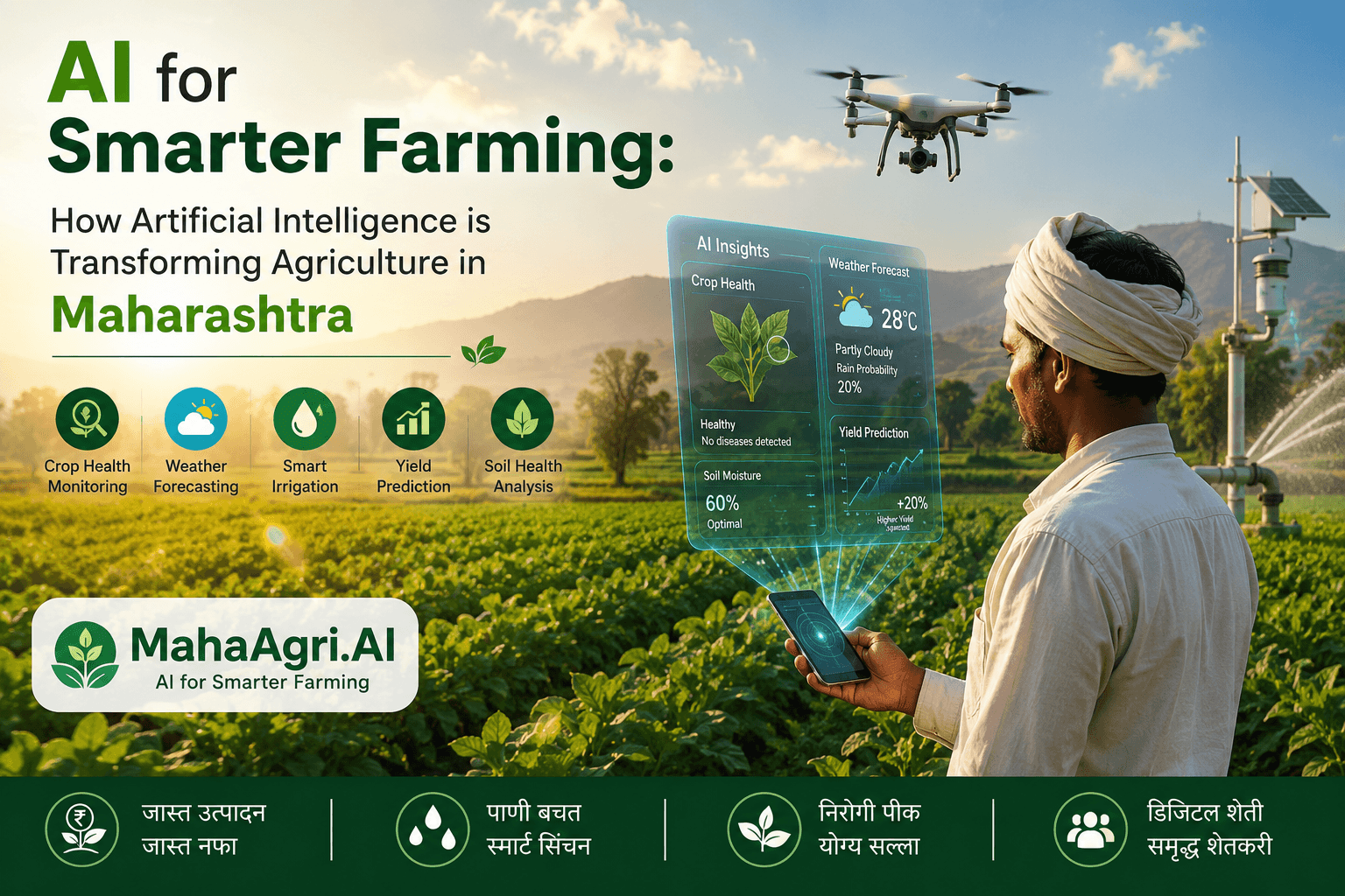 AI for Smarter Farming: How Artificial Intelligence is Transforming Agriculture in Maharashtra Image for AI for Smarter Farming: How Artificial Intelligence is Transforming Agriculture in Maharashtra in AI & Smart Farming